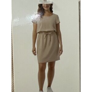 32 Degrees Cool Tan Drawstring Waist Short Sleeve Casual Dress